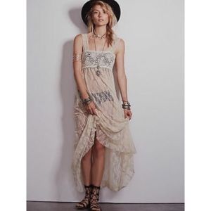 Free People Cream Lace Maxi Slip